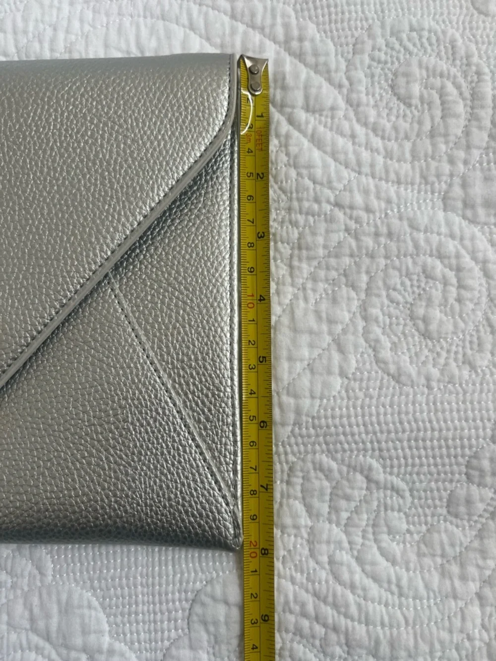 White House Black Market Metallic Silver Envelope Oversized Clutch NEW - Picture 6 of 7